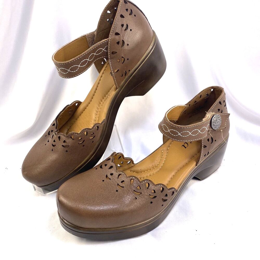 Biza Womens EU 40 / US 9-9.5 Sandal Astoria2 Brown Leather Strap Heel Closed Toe